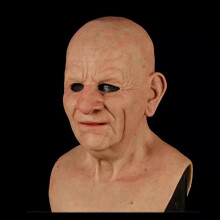 (C, longer than) 2025 Realistic Latex Old Man Mask for Halloween Party