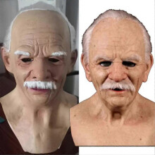 (A, longer than) 2025 Realistic Latex Old Man Mask for Halloween Party