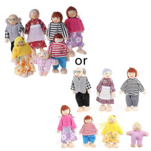 (Een gezin van 7) Houten meubels miniatuurset voor poppenhuis, familie, persoonsfiguren, fantasiefiguren