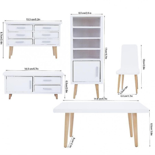 (Wit bed) Houten poppenhuismeubels speelgoed 2
