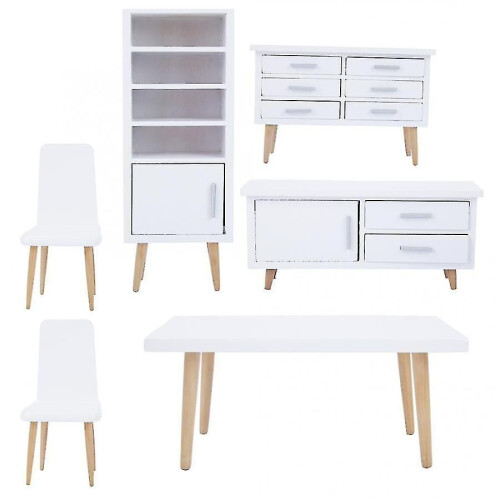 (Wit bed) Houten poppenhuismeubels speelgoed 1