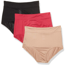 Warners Γυναικείοι Βαθμοί Blissful Benefits Microfiber Brief RS4963W, Μαύρος & Αμυγδάλου, 3XL