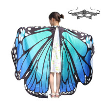 (Blu)Yougang Wings per ragazze Costume di Halloween per ragazze Ali da fata Scialle con maschera
