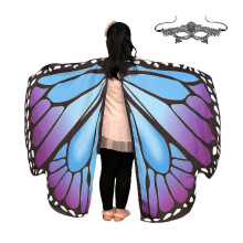 (beige)Yougang Wings per ragazze Costume di Halloween per ragazze Ali da fata Scialle con maschera
