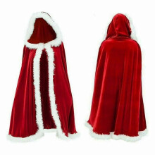 (rood)Kerstmis Volwassen Dames Mevrouw Kerstman Verkleedkostuum Mantel Cape Groen Rood Wit
