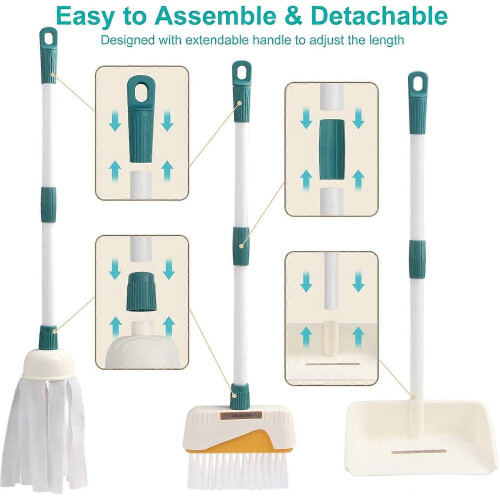 toddler cleaning set including broom, dustpan, mop, brush, scraper, sponge 2