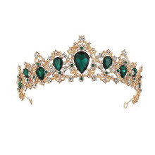 Tiara di cristallo ZK (verde), corona barocca per banchetti e feste di compleanno (rosso)