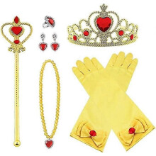 (Giallo)ZK-Set di costumi da principessa 8 copricapo, guanti, bacchetta, collana 2 - 9 anni, rosa