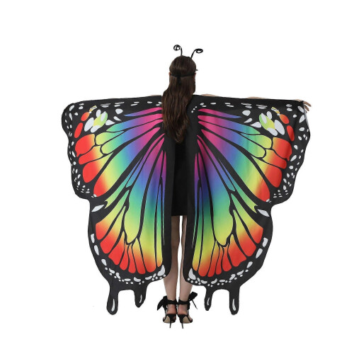 (blue)ZK-1pc Big Butterfly Cape Dancing Props Mardi Gras Shawl Deep Color 2