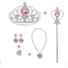 (Rosa)ZK-Set regalo di accessori per abito da principessa da 5 pezzi con corona di rose e bacchetta