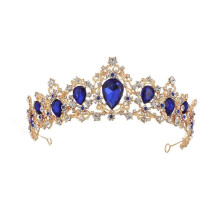Tiara di cristallo ZK (blu), corona barocca per banchetti e feste di compleanno (rosso)