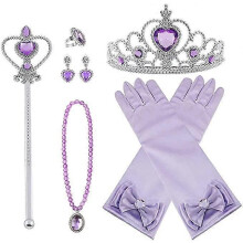 (Viola)ZK-Set di costumi da principessa 8 copricapo, guanti, bacchetta, collana 2 - 9 anni, rosa