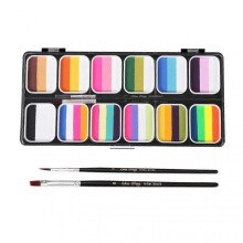 (A) 2025 Water Based Face Paint Kit Professional Body Paint Oil Palette with 2 Pens Halloween Party Makeup Kit for Adults and Kids