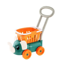(Grün) Spielzeug-Einkaufswagen, vorgetäuschter Einkaufswagen, Supermarkt-Einkaufswagen, Spielzeug, lustiges