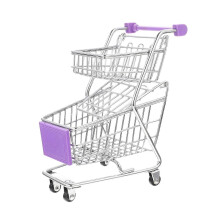 Spielzeug-Einkaufswagen, Miniatur-Supermarkt-Einkaufswagen, doppellagiger Trolley für Kinder, Lila,