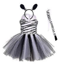 Fascia per capelli con orecchie da zebra, coda, tutù, vestito per bambine, giochi di ruolo, accessori