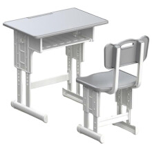 (Grau) Spielzeugfigur Modell Realistischer Schreibtisch und Stuhl Schulbedarf Set Puppenhäuser Vorgeben