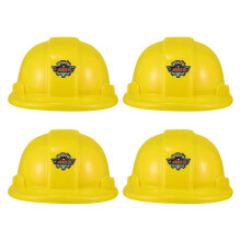 Toyvian 4-delige bouwhelmen, plastic kinderfeesthoed, techniek (geel)