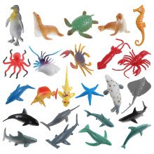 TOYMYTOY 24 Stück Tierspielzeug aus Kunststoff, verschiedene Meereslebewesen, Figuren, pädagogisch,