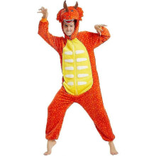 (S-Oranje) Triceratops Animal Onesie Halloween Pyjama Animal Cosplay Kostuum voor Volwassenen