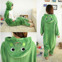 (S) Unisex Erwachsene Frosch Cosplay Kostüm Tier Pyjama Onesie Kigurumi Jumpsuit Nachtwäsche