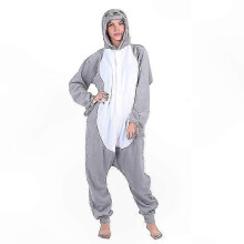(XL-178-188CM) Unisex-Overall aus Fleece mit Kapuze für Erwachsene – süßer Onesie-Pyjama mit Cartoon-Tiermuster