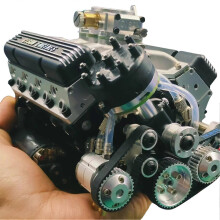 (Schwarz) V8 Mechanisches Motorornament, einfach zu montierendes Display für den Schreibtisch
