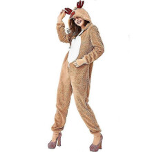 (S) Unisex Erwachsene Weihnachten Rentier Kostüm Mädchen Frauen Kapuze Gemütlich Rehkitz Hirsch Kostüm