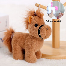 (Brown Pony) Pony Plush Keychain Short Fiber Filling Gift Bag Key Decoration Pendant Holder