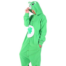 (L-Grün) Unisex Erwachsene Tier Onesie Plüsch Pyjama Plüsch Einteiler Cosplay Kostüm Schöner Bär