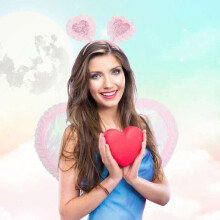 (Pulver) Valentinstag Cosplay Kostüm Set Feder Engel, Herz Stirnband, Kostüm Zubehör