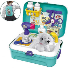 Tierarzt-Spielset, Hundesalon, Haustier-Set im Koffer, kleiner Rucksack, Rollenspiel-Spielzeug mit 16