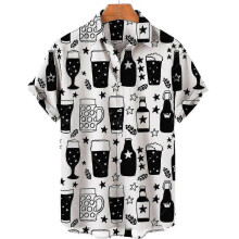 (Europäische Größe XXXL) Vintage Hawaiian Beer Shirts für Männer Y2k Classic Beer Kurzarm T-Shirts Strand