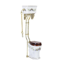 Vintage Viktorianischen Stil Badezimmer Porzellan Toilette Puppenhaus Miniatur weiß + gold
