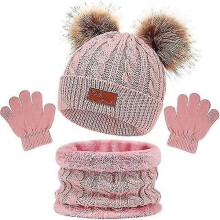 Warmes Set aus Schal, Handschuhen und Mütze für Kinder, Kleinkinder, Winter, gestrickt, Halswärmer,
