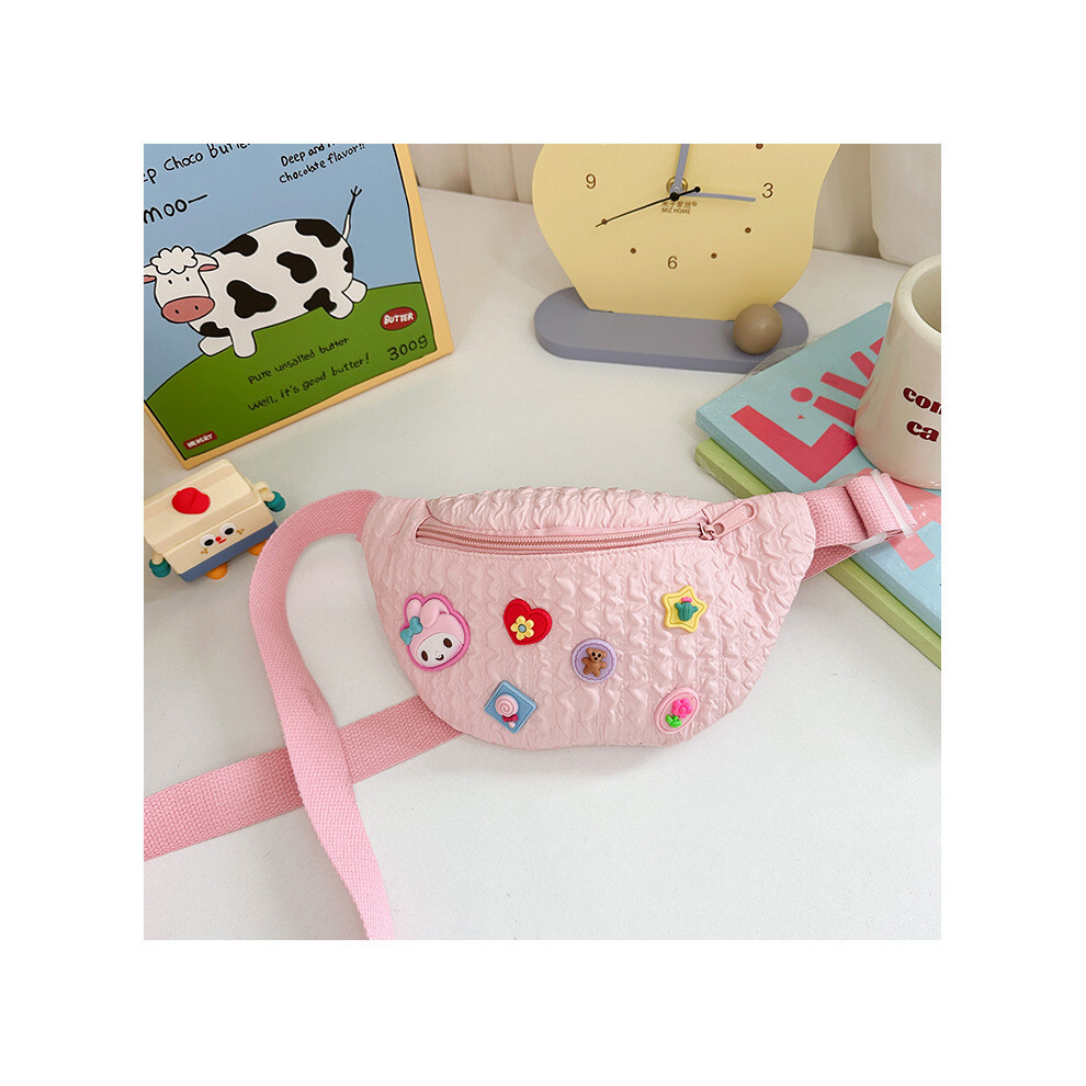 (Pink Melody) Melody Cinnamoroll Kuromi Cartoon Chest Bag Polyester Material School Daily Play-image-OPC-PK5JVST-NEW