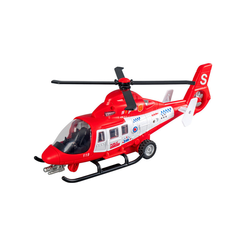 (Red Light Helicopter) Helicopter Kids Rescue Model With Light Effects And Sound For Interactive Play