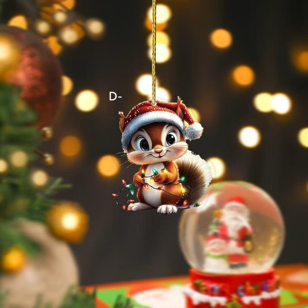 (Style D) Decor Christmas Car With Cute Animal Acrylic Hanging Interior Vehicle Ornament-image-OPC-PK5KBFN-NEW