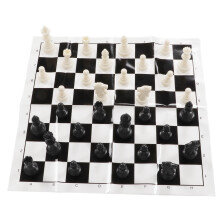 Tragbares Schachset in Schwarz-Weiß mit Brett für Camping & Reisen (25,2 x 24,7 cm)