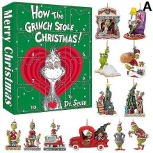 (1) 2025 Creative Christmas Advent Calendar 12 Hours Grinch Blind Box Green Hairy Monster Christmas Tree Pendant Ornament