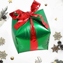 (Other, Green) 2025 1pc Christmas Gifts Box Balloons with Foil Ribbon Christmas Air Balloons New Year Christmas Decorations For Home Navidad 2024