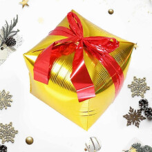 (Other, Gold) 2025 1pc Christmas Gifts Box Balloons with Foil Ribbon Christmas Air Balloons New Year Christmas Decorations For Home Navidad 2024