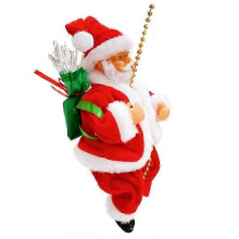 (red) 2025 Santa Claus Musical Climbing Ladder, Electric Christmas Climbing Santa Rope Ladder Decoration
