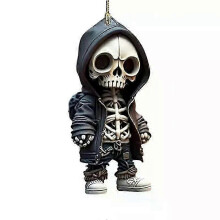 (1pc A sincere) 2025 Skeleton Swing Car Ornament Acrylic Spooky Skeleton Swing Pendant Rearview Decor Hangable Decorative Skeletons Halloween Car