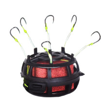 Fishing Bait Basket, Reverse Bottom Mount with 360-Degree Rotating 6-Hook Setup for Tilapia Carp Catfish Camping Travel Dad Father No. 10 Hooks