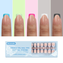 Dsixnails Druk op nagels Vierkant helderdere Franse gelnagels 150 stuks Korte Franse tip Druk op nagels Pre-lasting Franse gelnageltips Druk op nagel