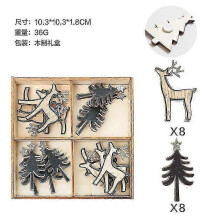 (Elk Small Tree Window Stickers) 2025 Christmas New Christmas Decorations Home Party Wooden Window Stickers Wall Decorations Christmas Tree Pendants