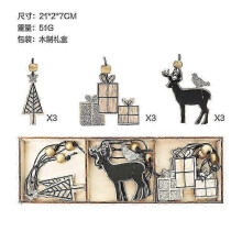 (Big 9 Hanging Ornaments) 2025 Christmas New Christmas Decorations Home Party Wooden Window Stickers Wall Decorations Christmas Tree Pendants