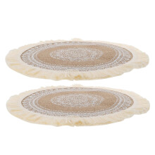 Set of 2 Cotton Linen Placemats Large Table Decor Wedding Fabric Cloth Home Dining Table Accessories