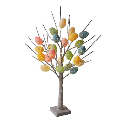 (2) 2025 23.6In Easter Egg Birch Tree,24 pcsEaster Tree Decorations,Eggs Spring DIY Ornaments